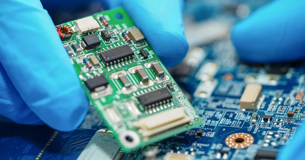 Components are added to a PCB by hand