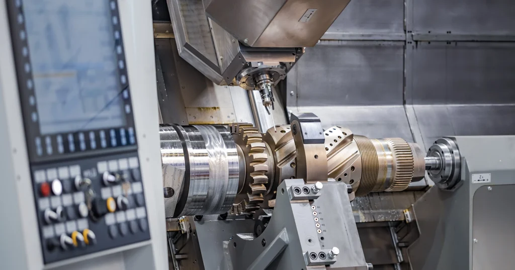 Engineering lathe up close